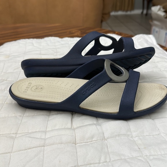 Crocs rubberBlue Strap Sandal Slipon Slingback women size10w right foot, 9w left - Picture 8 of 8
